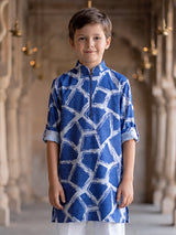 Blue geometric printed boys kurta suit