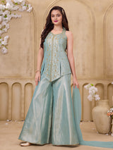 Sky blue girls palazzo suit