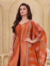 Orange embroidered girls palazzo suit