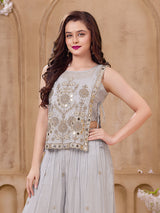 Light grey designer girls palazzo suit