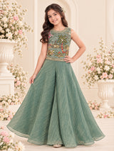 Mint green girls palazzo suit