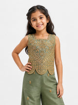 Pastel pista green girls palazzo suit