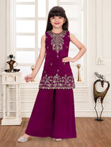 Wine festive girls palazzo suit