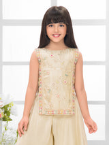 Cream floral girls festive palazzo suit