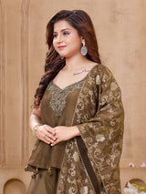 Dark olive girls palazzo suit