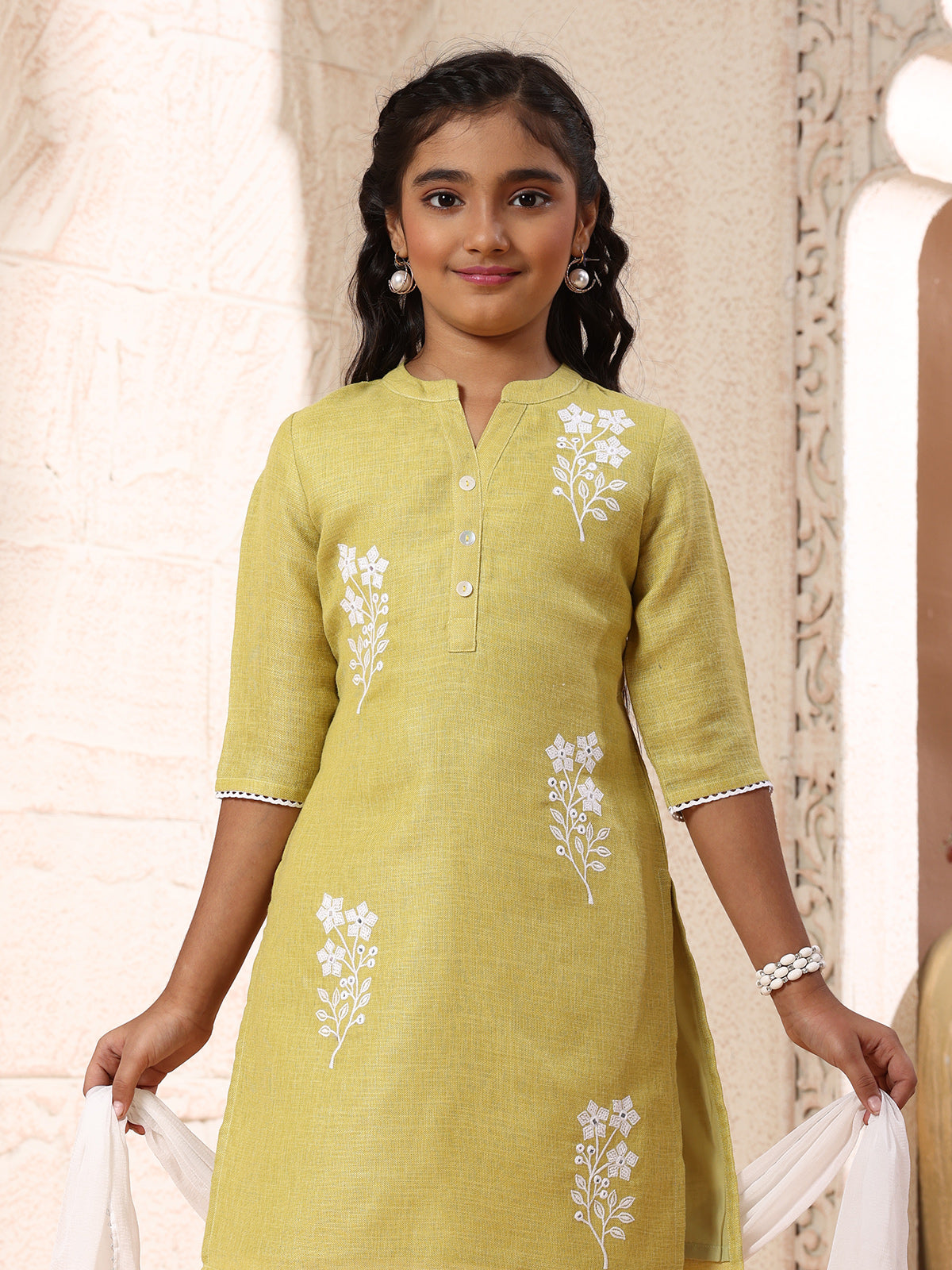 Olive green girls pant suit