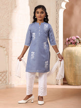 Blue floral girls pant suit