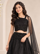 Black organza girls lehenga choli