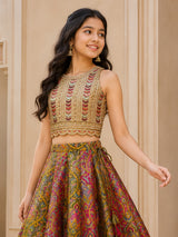 Multicolour heritage girls lehenga choli