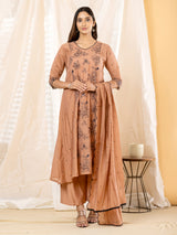 Light brown botanical women kurti set