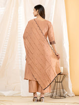 Light brown botanical women kurti set