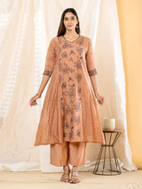 Light brown botanical women kurti set