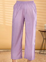 Lavender pom lace women kurti set