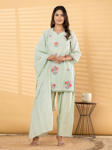 Mint green floral salwar women kurti set