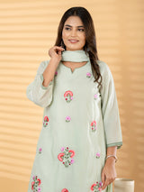 Mint green floral salwar women kurti set