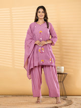Lavender floral salwar women kurti set