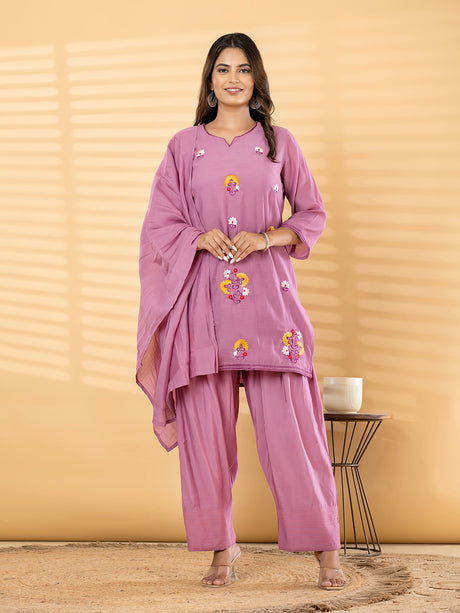 Lavender floral salwar women kurti set