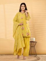 Yellow floral salwar women kurti set