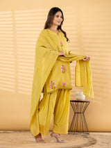 Yellow floral salwar women kurti set