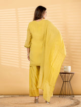Yellow floral salwar women kurti set
