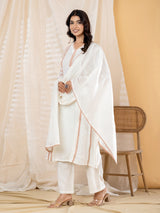 White lace panel  anarkali women kurti set