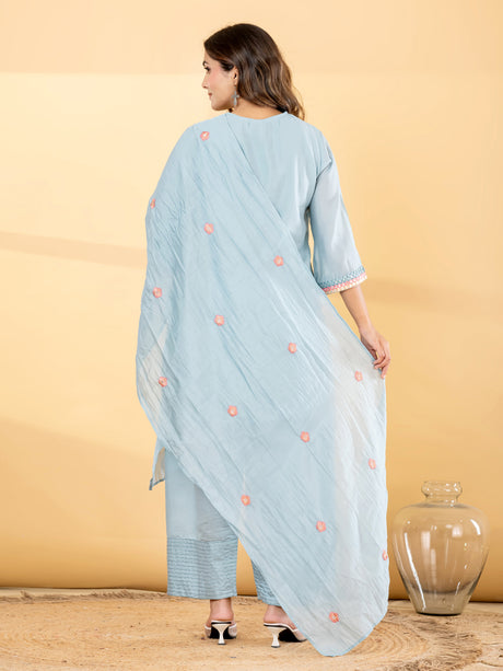 Mint blue chevron salwar women kurti set