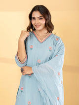 Mint blue chevron salwar women kurti set