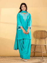 Blue floral salwar women kurti set