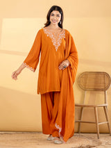 Rust orange paisley salwar women kurti set