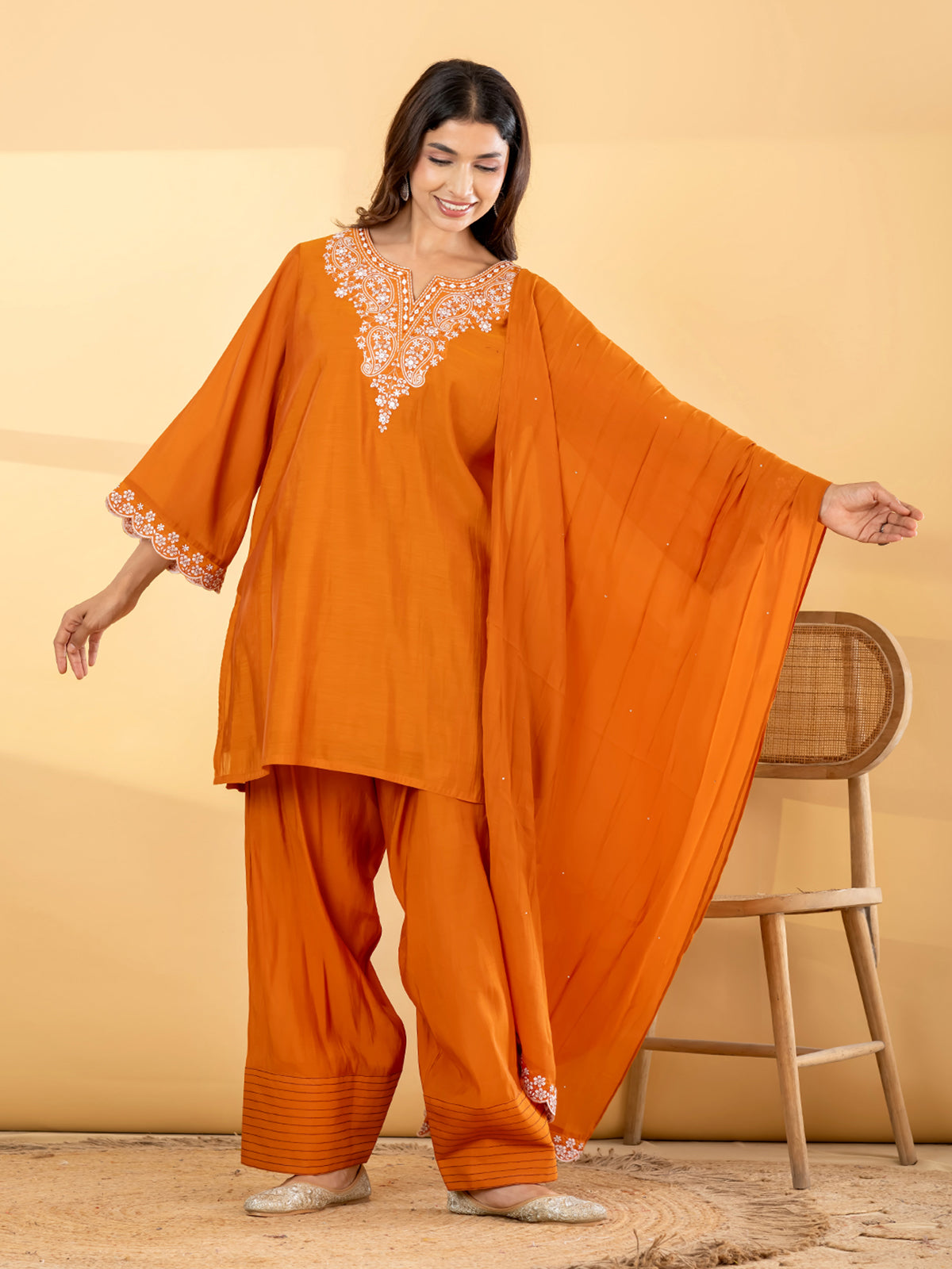 Rust orange paisley salwar women kurti set