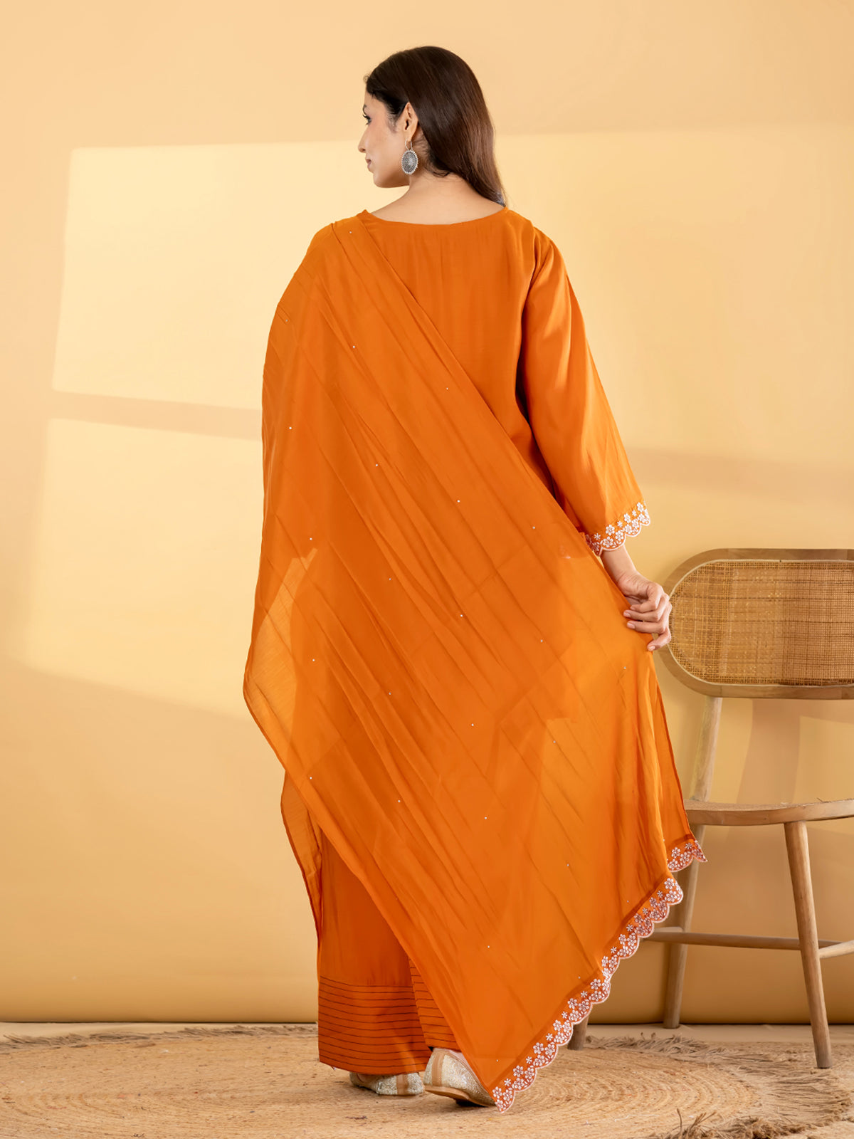 Rust orange paisley salwar women kurti set