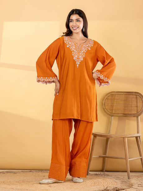 Rust orange paisley salwar women kurti set