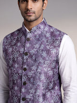 Purple regal printed mens waistcoat