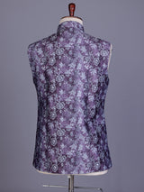 Purple regal printed mens waistcoat