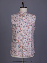Beige botanical mens waistcoat