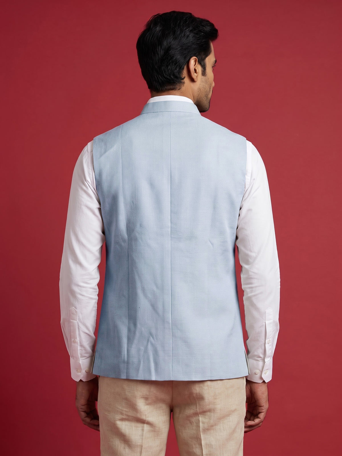 Light sky blue artistic mens waistcoat