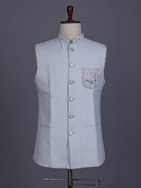 Light sky blue artistic mens waistcoat