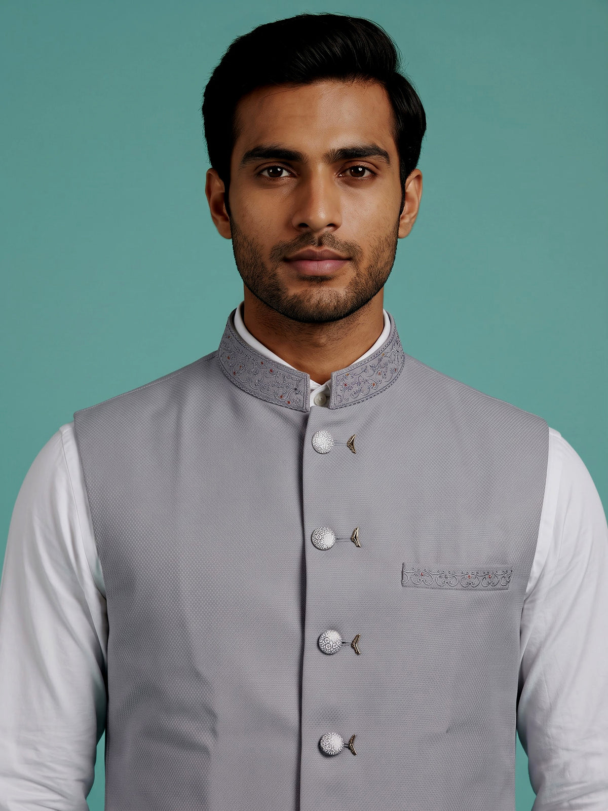 Sky blue refined mens waistcoat