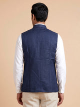 Blue zardosi mens waistcoat