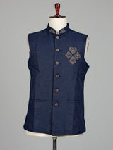 Blue zardosi mens waistcoat