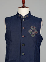 Blue zardosi mens waistcoat