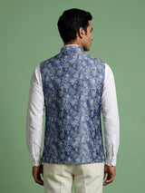 Blue botanical mens waistcoat