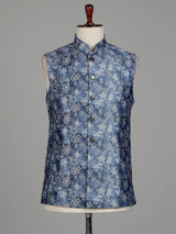 Blue botanical mens waistcoat