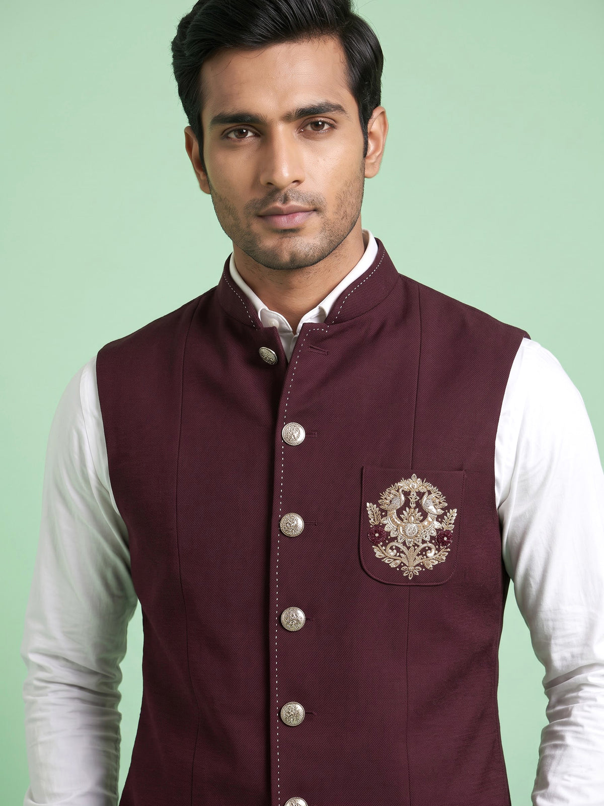 Deep maroon heritage mens waistcoat