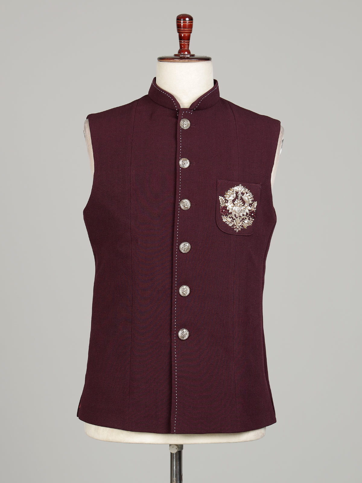 Deep maroon heritage mens waistcoat