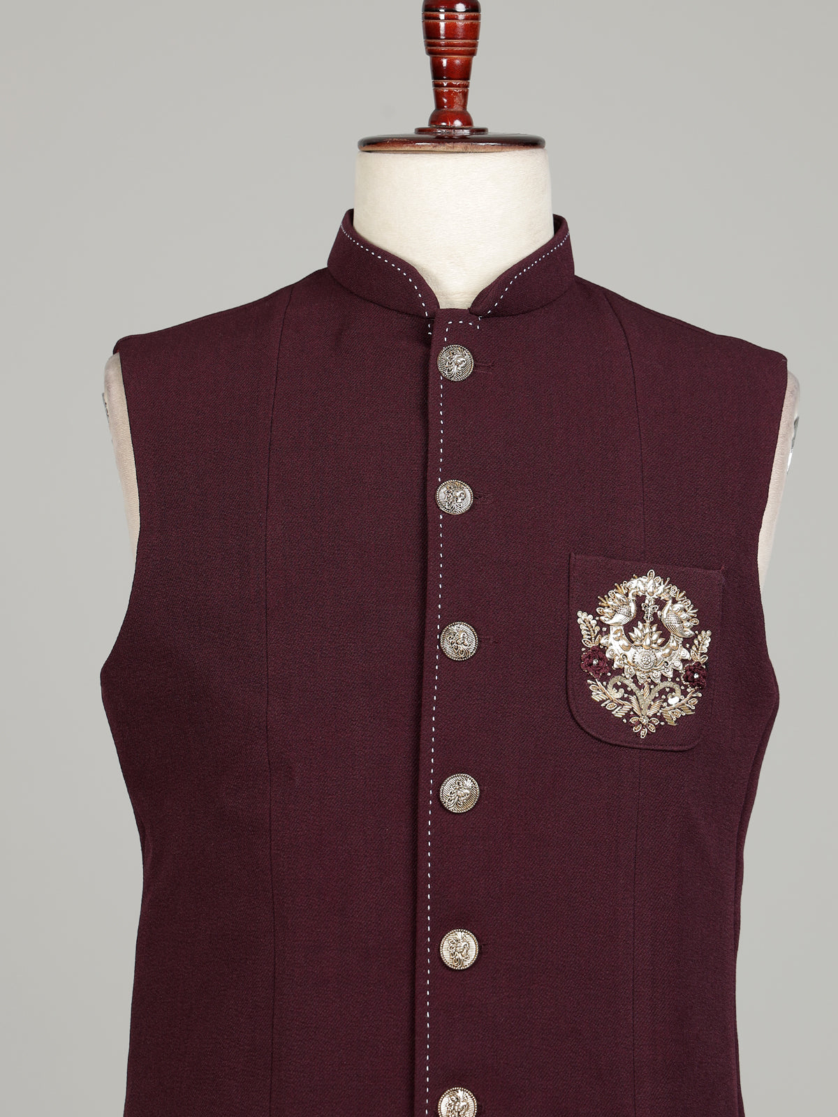 Deep maroon heritage mens waistcoat