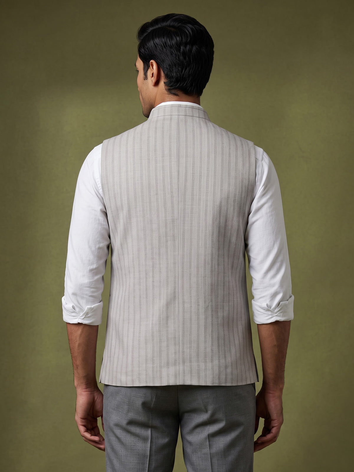 Off white striped mens waistcoat