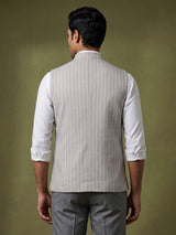 Off white striped mens waistcoat