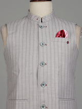 Off white striped mens waistcoat