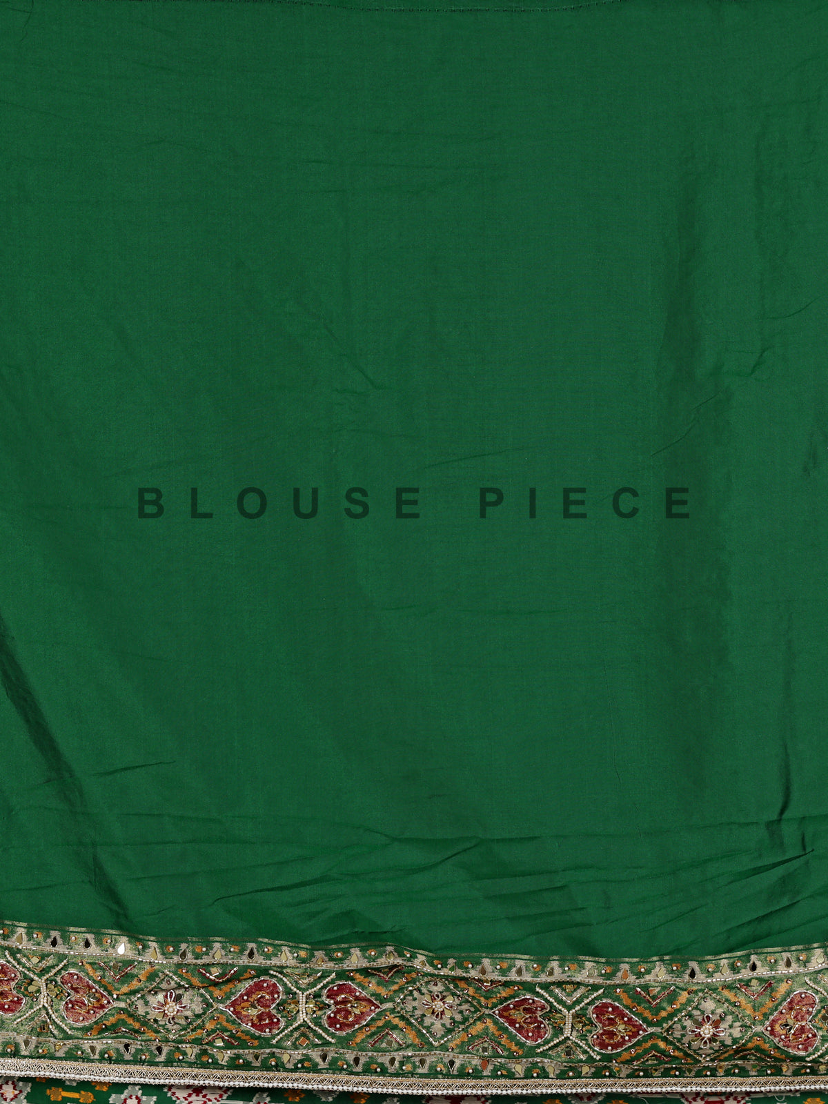 Emerald green semi silk Patola motif zardosi saree